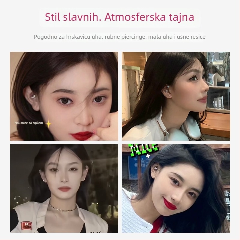 S999 sterling srebrne naušnice za žene, igla za uho, lagani luksuz