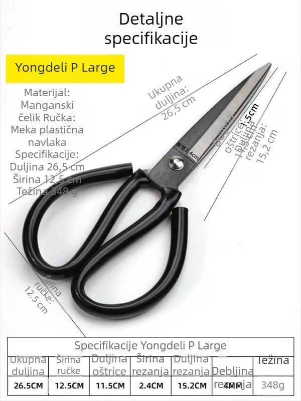 Yongdeli velike škare za kožu za šivanje, teške, za kućnu i industrijsku upotrebu, PD serija, otvor 100 mm, debljina 4 mm