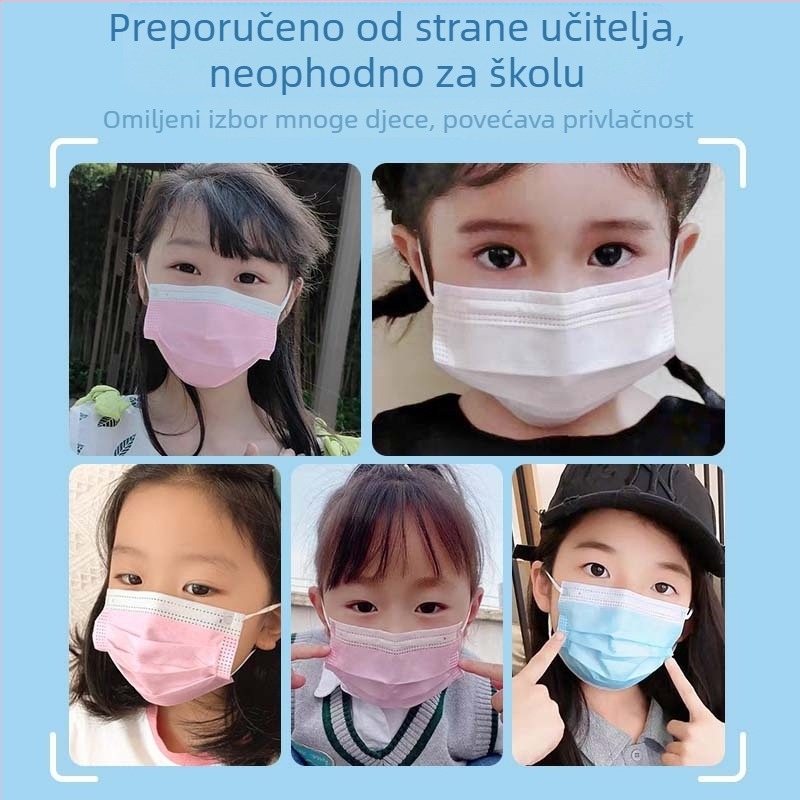 Dječje veličine medicinske kirurške maske, jednokratne, bijele, netkani materijal, pakiranje 50 komada