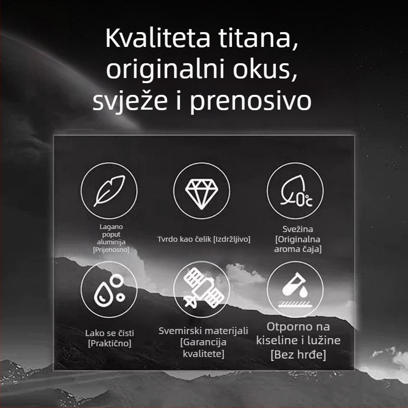 RongshanTang čista titan putna kutija za čaj, mala prijenosna kutija za čaj, zapečaćena posuda za skladištenje čaja