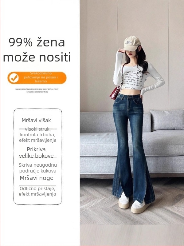 Ženske traperice visokog struka i širokog kroja, do poda, jesen 2025