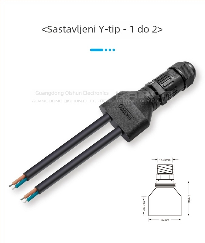 Y-tip vodootporan konektor za vanjsku LED rasvjetu, vodootporan razdjelnik za kablove i trodijelni konektor, otporan na visoke i niske temperature, prilagodljiv