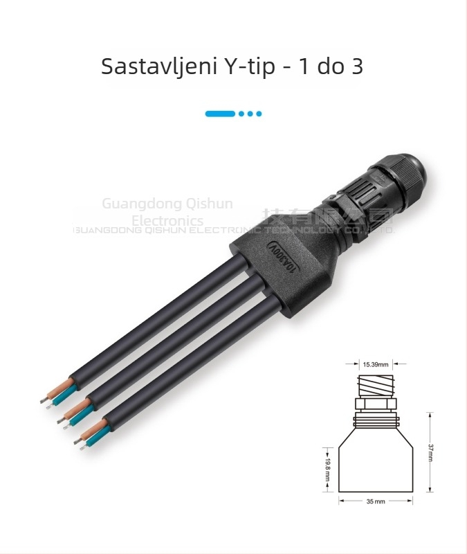 Y-tip vodootporan konektor za vanjsku LED rasvjetu, vodootporan razdjelnik za kablove i trodijelni konektor, otporan na visoke i niske temperature, prilagodljiv