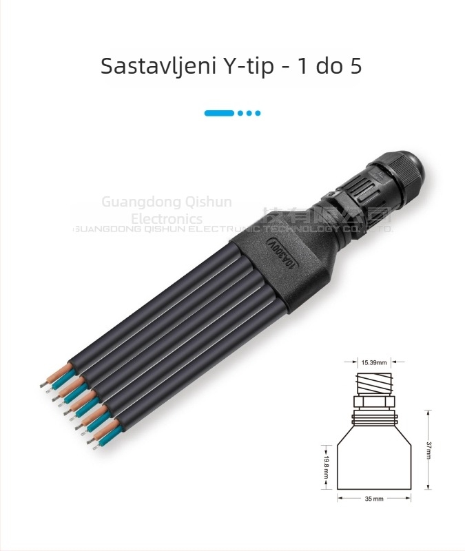 Y-tip vodootporan konektor za vanjsku LED rasvjetu, vodootporan razdjelnik za kablove i trodijelni konektor, otporan na visoke i niske temperature, prilagodljiv