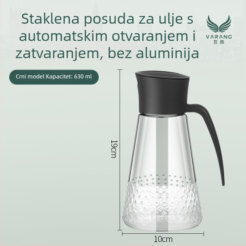 Staklena boca za ulje s inverznim dizajnom, otporna na prolijevanje, velika kapaciteta, automatsko otvaranje i zatvaranje izlijeva za sojin sos i ocat