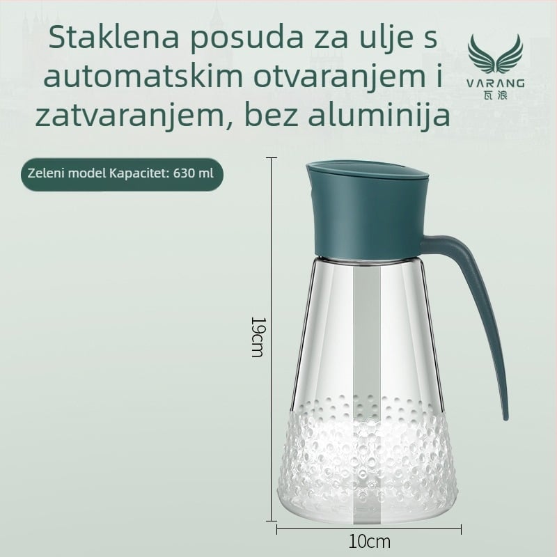 Staklena boca za ulje s inverznim dizajnom, otporna na prolijevanje, velika kapaciteta, automatsko otvaranje i zatvaranje izlijeva za sojin sos i ocat