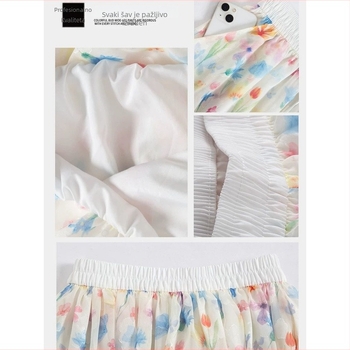 Ženske floralne culotte šorts hlače, ljeto 2025, visok pojas, opuštena silueta, Ice Silk tkanina, široke culotte hlače