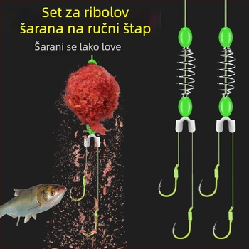 Set za ribolov s ručnom štapom i oprugom, dvostruki udice, sprječavanje zaplitanja, Iseine udice, snažna linija, fluorescentne udice