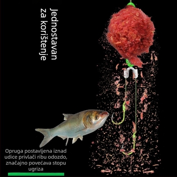 Set za ribolov s ručnom štapom i oprugom, dvostruki udice, sprječavanje zaplitanja, Iseine udice, snažna linija, fluorescentne udice