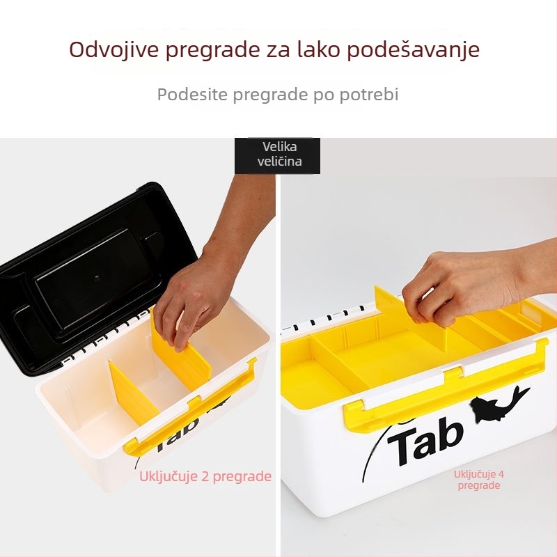Tab Kutija za ribolovne dodatke, Višenamjenska kutija za varalice i alate, Velika dvostruka kutija za skladištenje ribolovne opreme