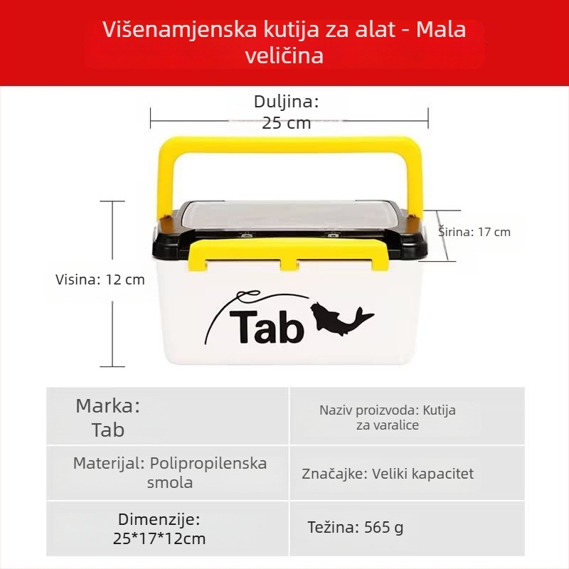 Tab Kutija za ribolovne dodatke, Višenamjenska kutija za varalice i alate, Velika dvostruka kutija za skladištenje ribolovne opreme