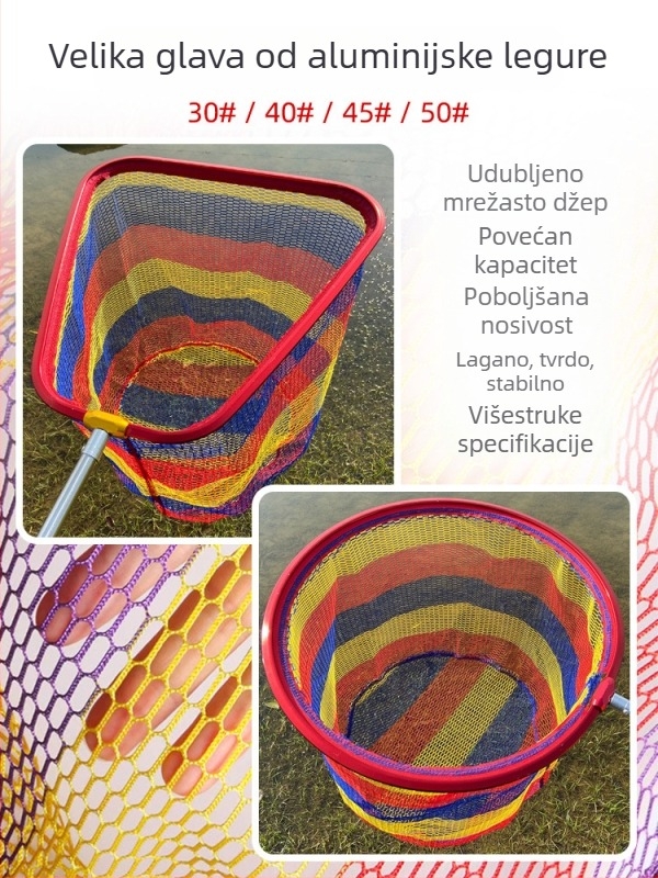 Aluminijska glava mreže za ribolov, duboki trokutasti dizajn, ne sklapa se, za velike ribe