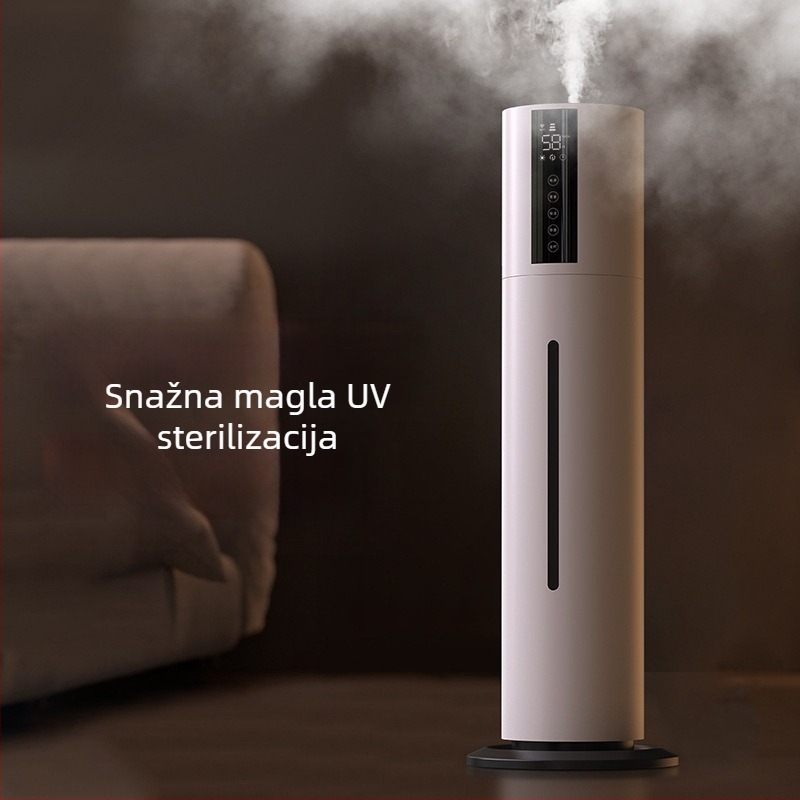 Podni ultrazvučni ovlaživač za kućnu upotrebu, tih, velik kapacitet 6,1–10 L, 1 izlaz za maglu, daljinski upravljač, tajmer preko 8 sati, zaštita od nestašice vode i nestanka struje