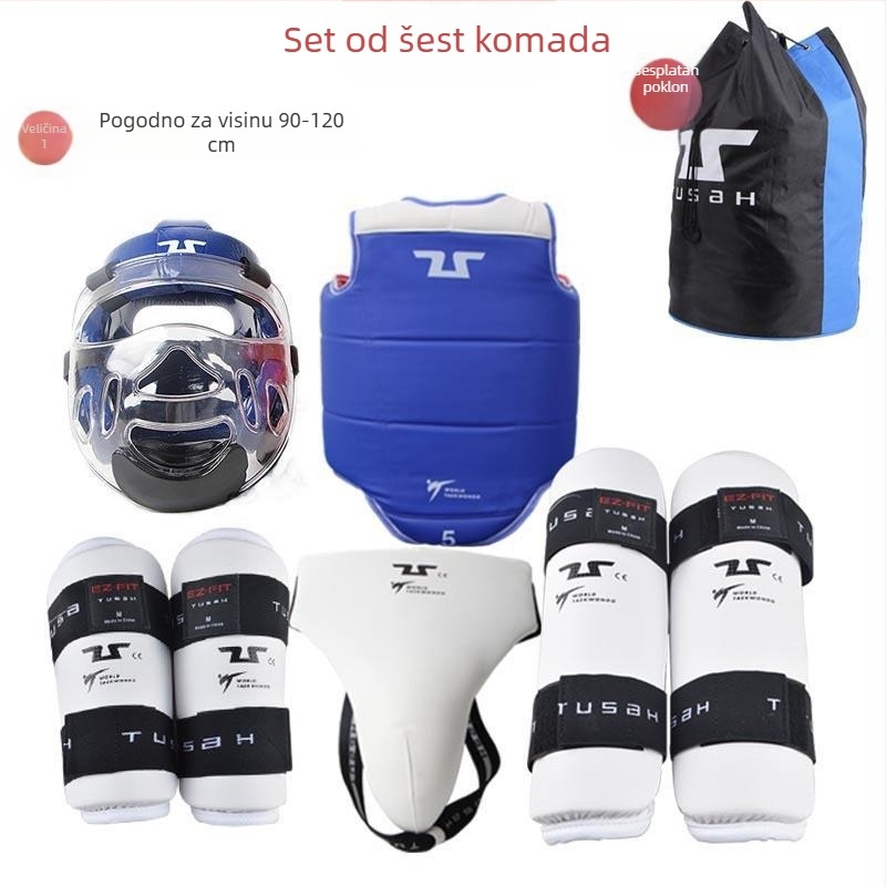 Šestodijelni set zaštitne opreme za Taekwondo za djecu i odrasle – zaštita glave i ostale zaštitne komponente, trenerski set