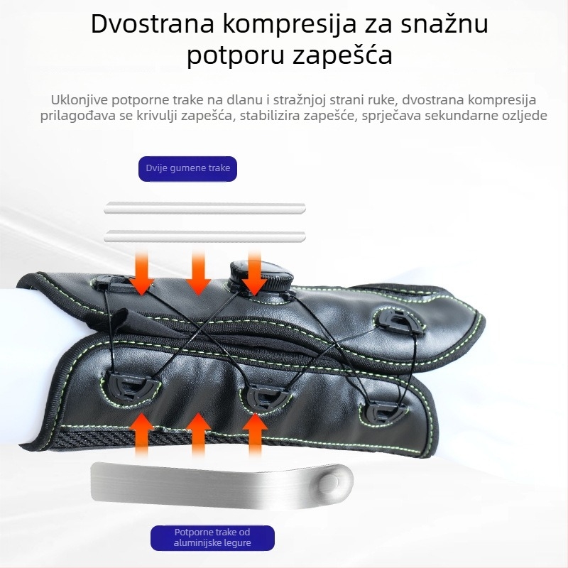 Zaštitnik zapešća s podesivim gumbom za kompresijsku fiksaciju, podrška s čeličnom pločom za uganuće i prijelome