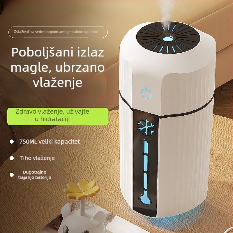Kompaktni prijenosni ovlaživač zraka s atmosfernim osvjetljenjem za dom, spavaću sobu i automobil – stolni ovlaživač raspršivač