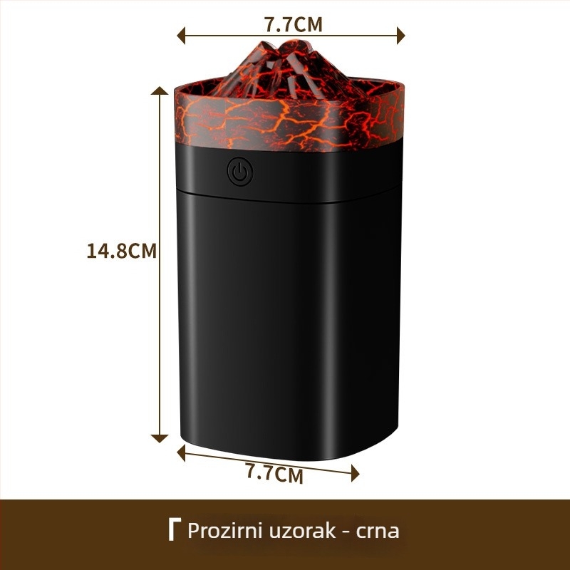 USB mini ovlaživač s šarenim ambijentalnim svjetlom u dizajnu vulkana za kućnu upotrebu, spavaću sobu i stol
