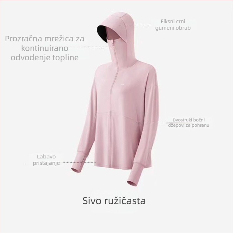 Ženska UV zaštitna jakna od ice silk, s kapuljačom, ultra-tanka, širokog kroja, za ljeto na otvorenom