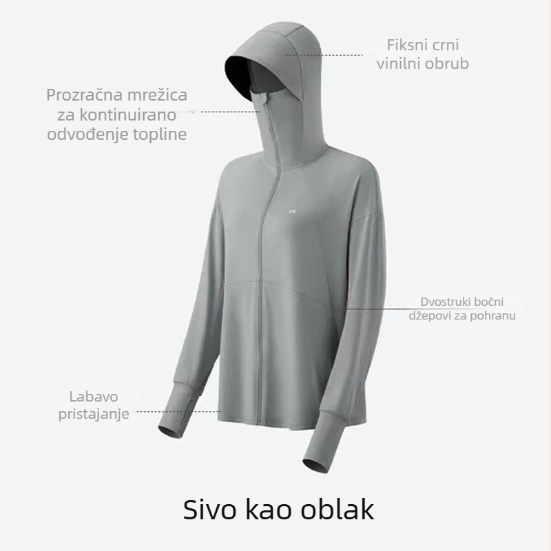Ženska UV zaštitna jakna od ice silk, s kapuljačom, ultra-tanka, širokog kroja, za ljeto na otvorenom