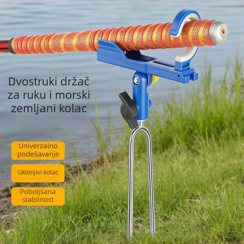 Držač štapa i stativ, ugrađen u zemlju, dvostruke namjene, za morski i ručni štap, dugi univerzalni štap-stativ