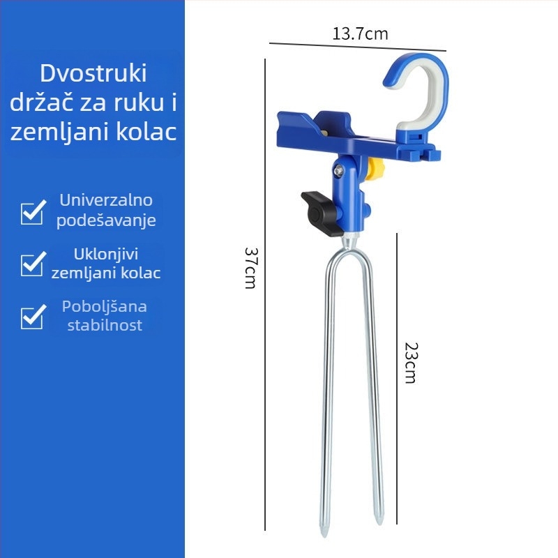 Držač štapa i stativ, ugrađen u zemlju, dvostruke namjene, za morski i ručni štap, dugi univerzalni štap-stativ