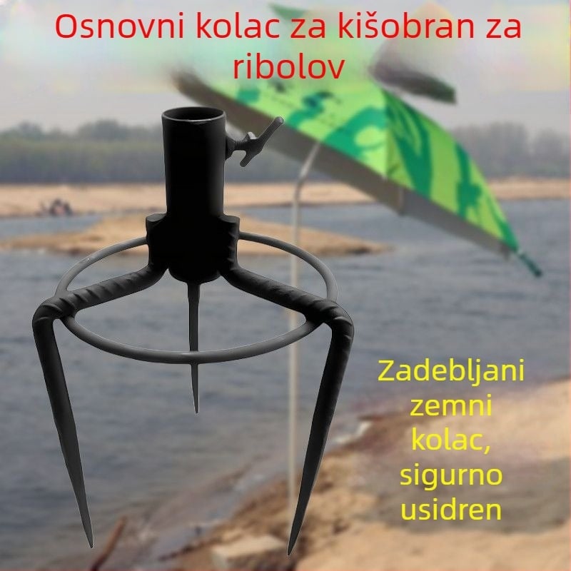 Trokutna baza za nogu kišobrana – za velike vanjske kišobrane, sidrenje u tlo, pogodna za štandove i ribolov