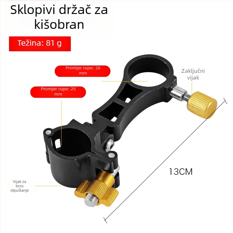 Ugrađeni držač za kišobran od aluminijske legure za sklopivu ribarsku stolicu