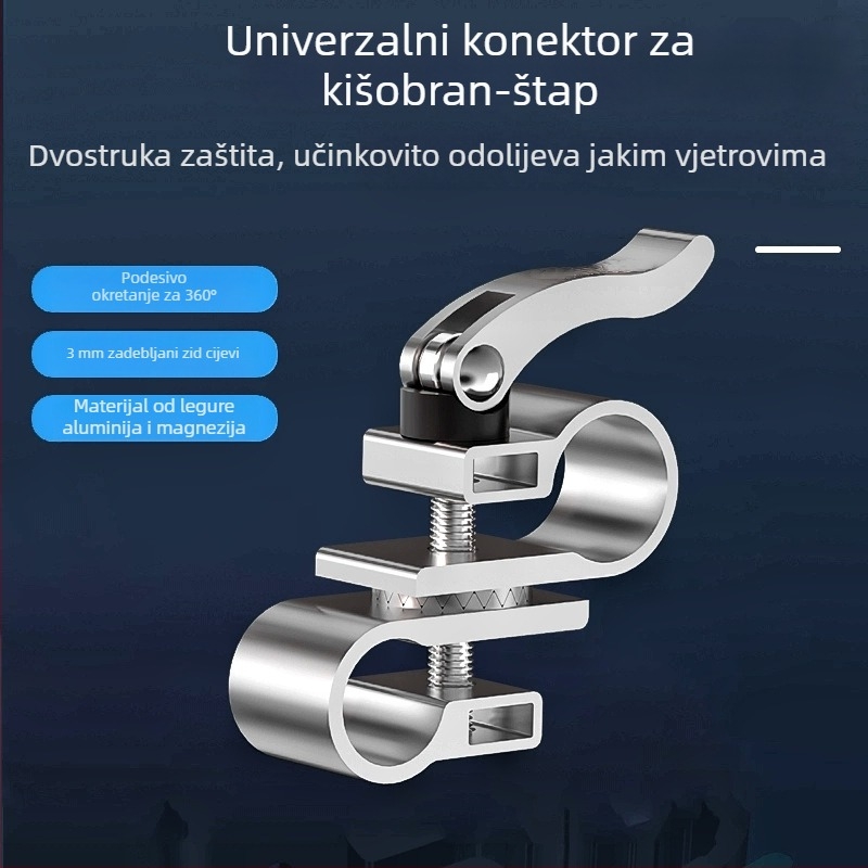 Konektor štapa kišobrana, podrška za ribolovni kišobran, usmjerivač smjera, kopča za križnu cijev i univerzalni stalak s regulacijom kuta