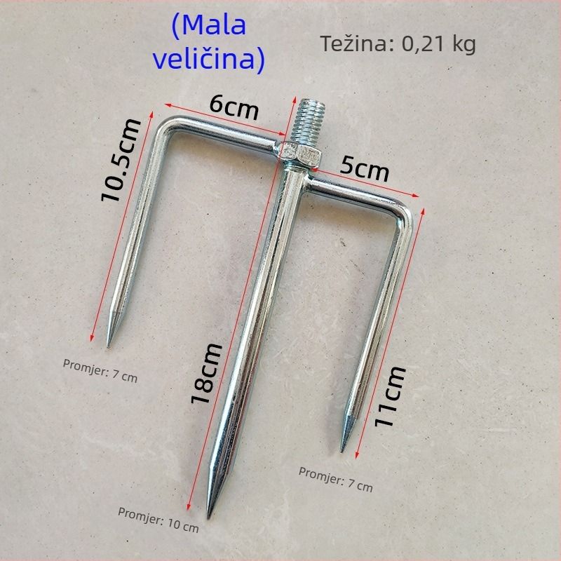 Metalni zemljani kolac za ribolovni kišobran sa 12 mm vijčanim spojem
