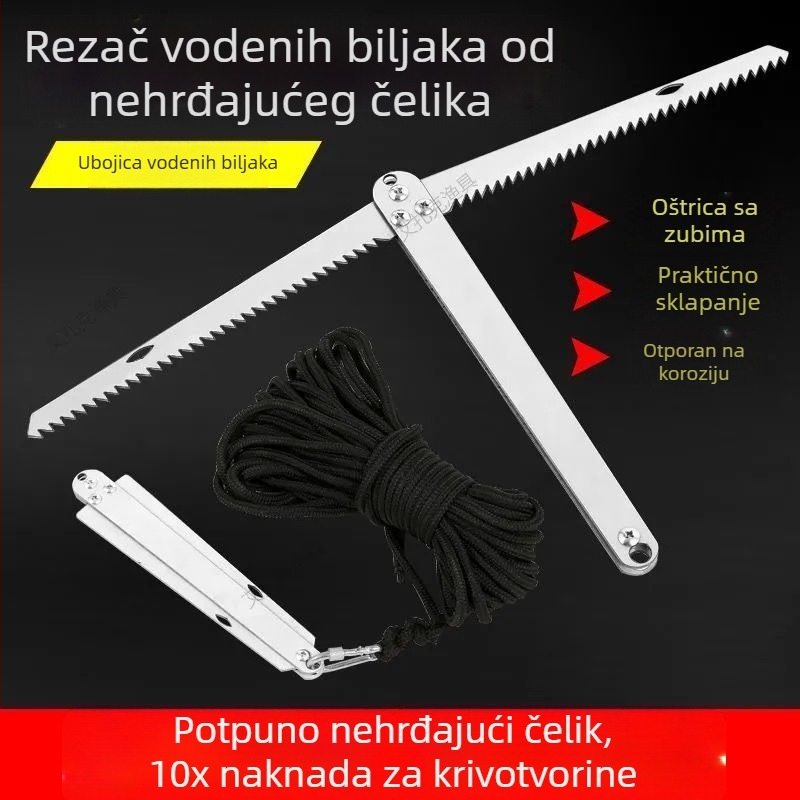 Sklopivi nož za vodenu vegetaciju za ribolov, teški nož od nehrđajućeg čelika za čišćenje ribolovnih mjesta