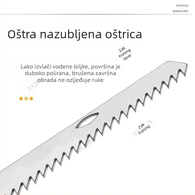 Sklopivi nož za vodenu vegetaciju za ribolov, teški nož od nehrđajućeg čelika za čišćenje ribolovnih mjesta