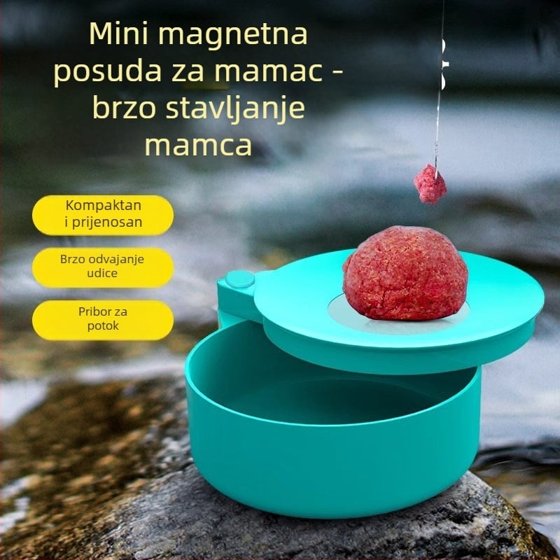 Mini magnetska posuda za mamce s jakim magnetom za ribolov — prijenosna magnetska posuda za mamce, kutija za ribolov i oprema za vanjski ribolov