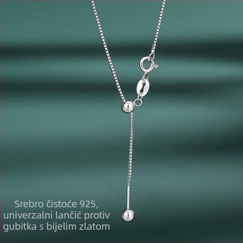Sterling srebro 925 kutija lanac – univerzalni lanac za DIY privjesak s perlicama, tip igle, teleskopski podesiv 41–50 cm