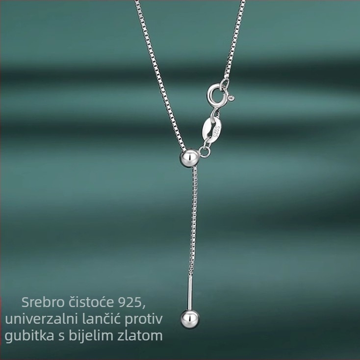 Sterling srebro 925 kutija lanac – univerzalni lanac za DIY privjesak s perlicama, tip igle, teleskopski podesiv 41–50 cm
