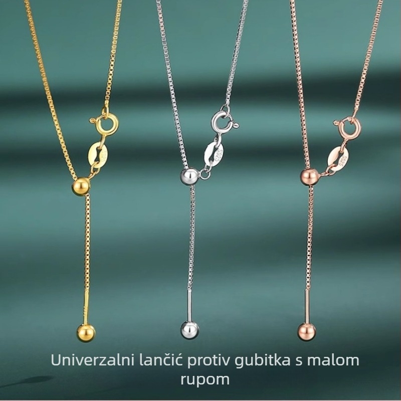 Sterling srebro 925 kutija lanac – univerzalni lanac za DIY privjesak s perlicama, tip igle, teleskopski podesiv 41–50 cm