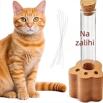 Drvena kutija za sjećanje na dlaku kućnih ljubimaca, baza za bočicu s mačjim brkovima