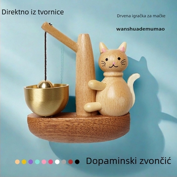 Drveni mačji zvončić sa zvukom vjetra – ukras za vrata, poklon za useljenje