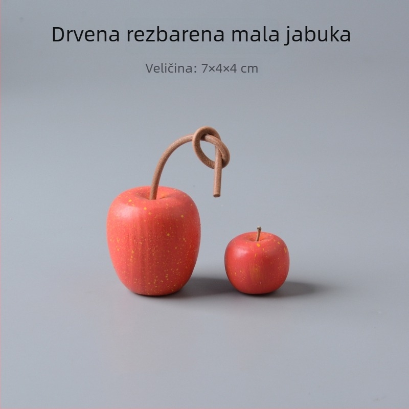 Ručno oslikan ukras u obliku jabuke, drveni ukras za fotografiju, stolna dekoracija
