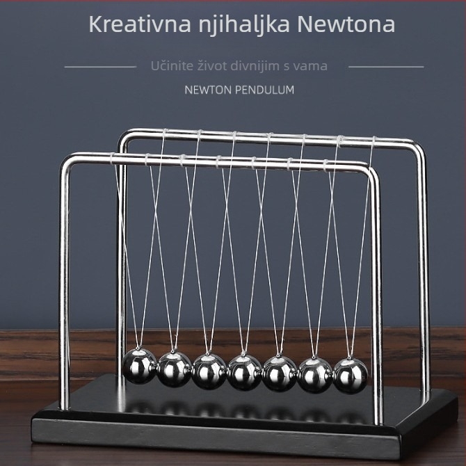 Newtonova klatna sa sedam kuglica – drveni stolni ukras
