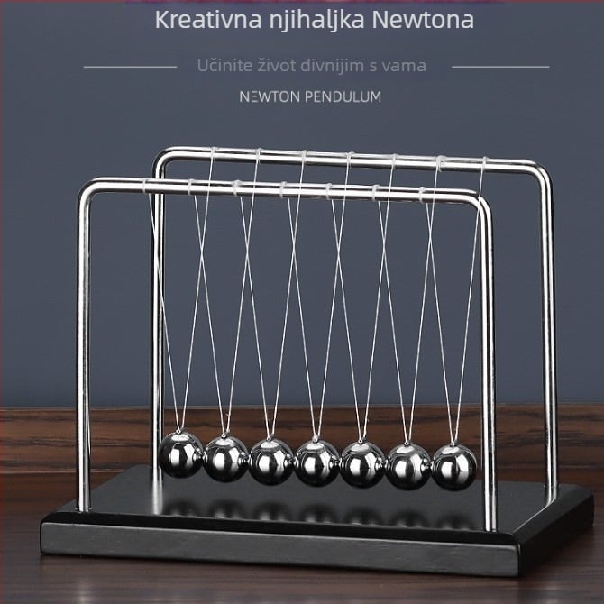 Newtonova klatna sa sedam kuglica – drveni stolni ukras
