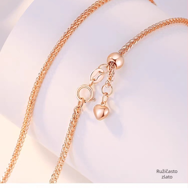 Bakreni kolijer s pozlaćenim završetkom, srcolni motiv, stil Chopard lanca, višeslojni, podesiva duljina 41–50 cm, bez privjeska, ženski lagani luksuz