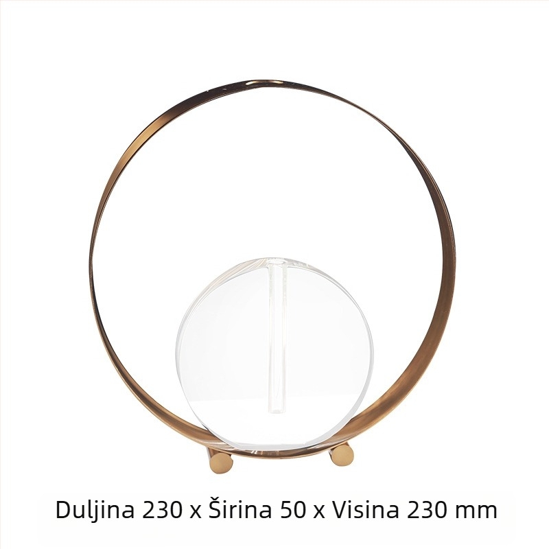 Moderna kovana vaza s kružnim prstenom, dekorativna za dnevni boravak, hotel ili restoran, kristalni detalj