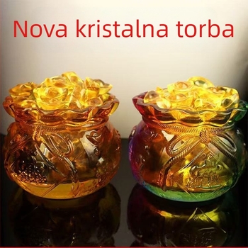 Kreativna nova žuta citrin novčana torbica i zdjela blaga od kristala — kućni dekor