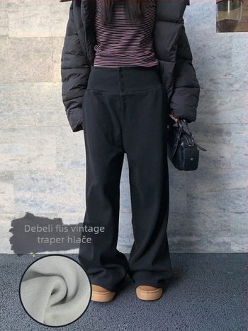 Yuyi ženske casual hlače s kopčama, široke nogavice, drapiran struk, korejski stil, jesen-zima 2025, model C517