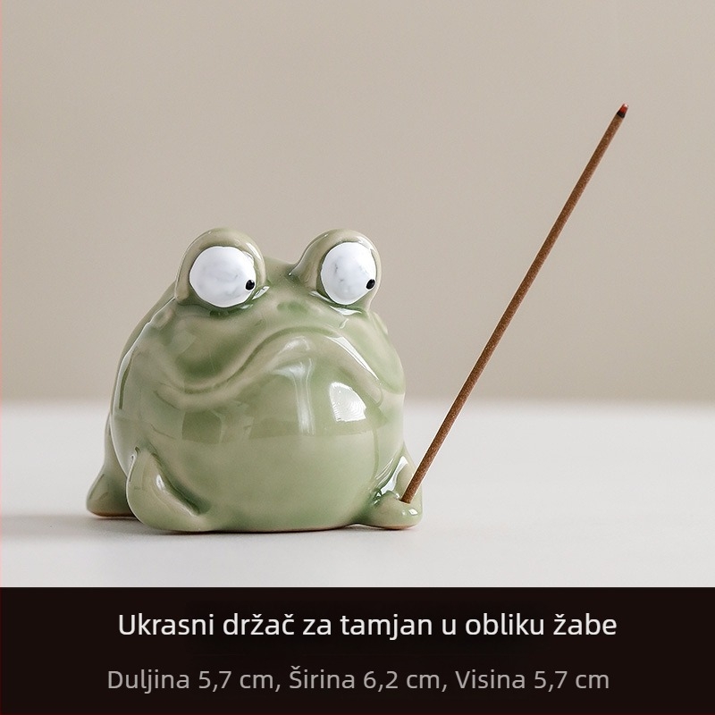 Keramički držač štapića mirisa u obliku žabe – dekorativni kadidilni censer za čajnu ceremoniju, kućni dekor
