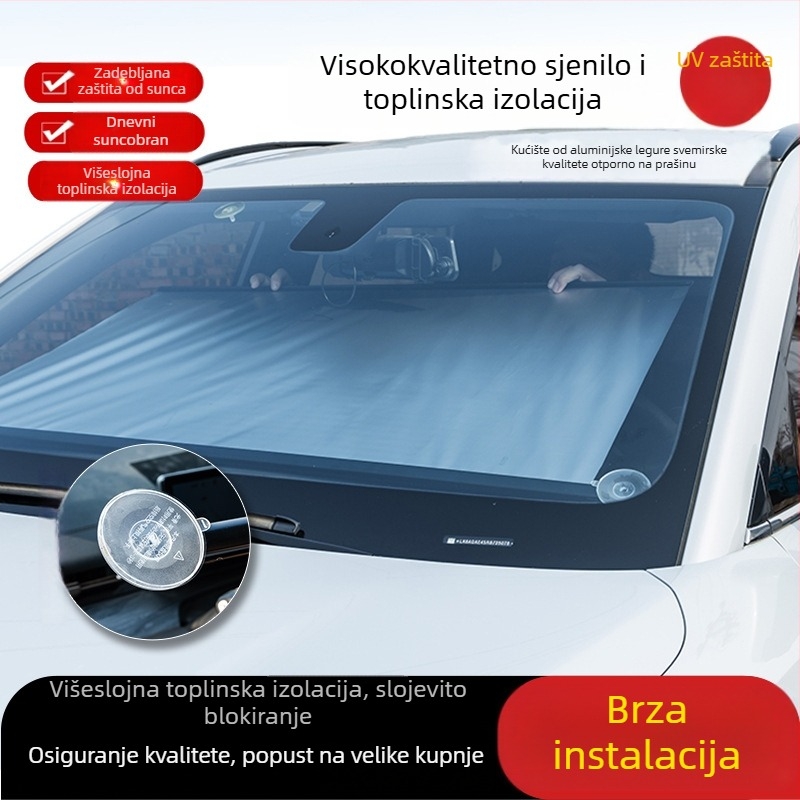 Sunčana zaštita za prednje staklo automobila, zavjesa za prozore i zaštita od sunca i topline, s usisnim čašicama