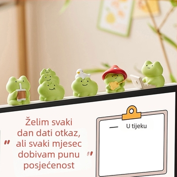 Slatka i kreativna stolna ukrasna figura žabe, umirujuća smolasta figurica za dječju sobu i učenje