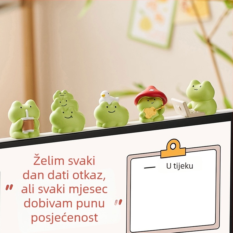 Slatka i kreativna stolna ukrasna figura žabe, umirujuća smolasta figurica za dječju sobu i učenje