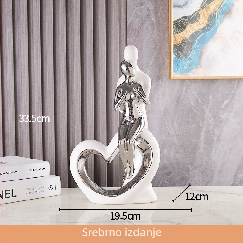 Kreativne moderne keramičke figure ljubavnog para za moderni dom, dekor dnevnog boravka i TV ormarića, vjenčanje
