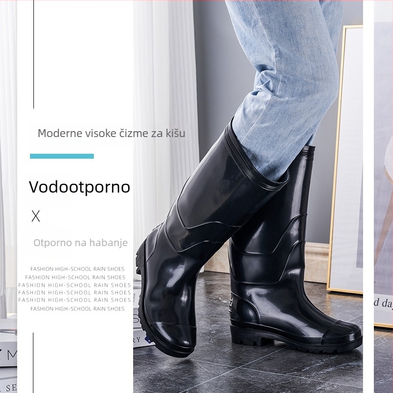 Muške visoke čizme za kišu, vodootporne PVC, protuklizne, otporne na kiseline i lužine